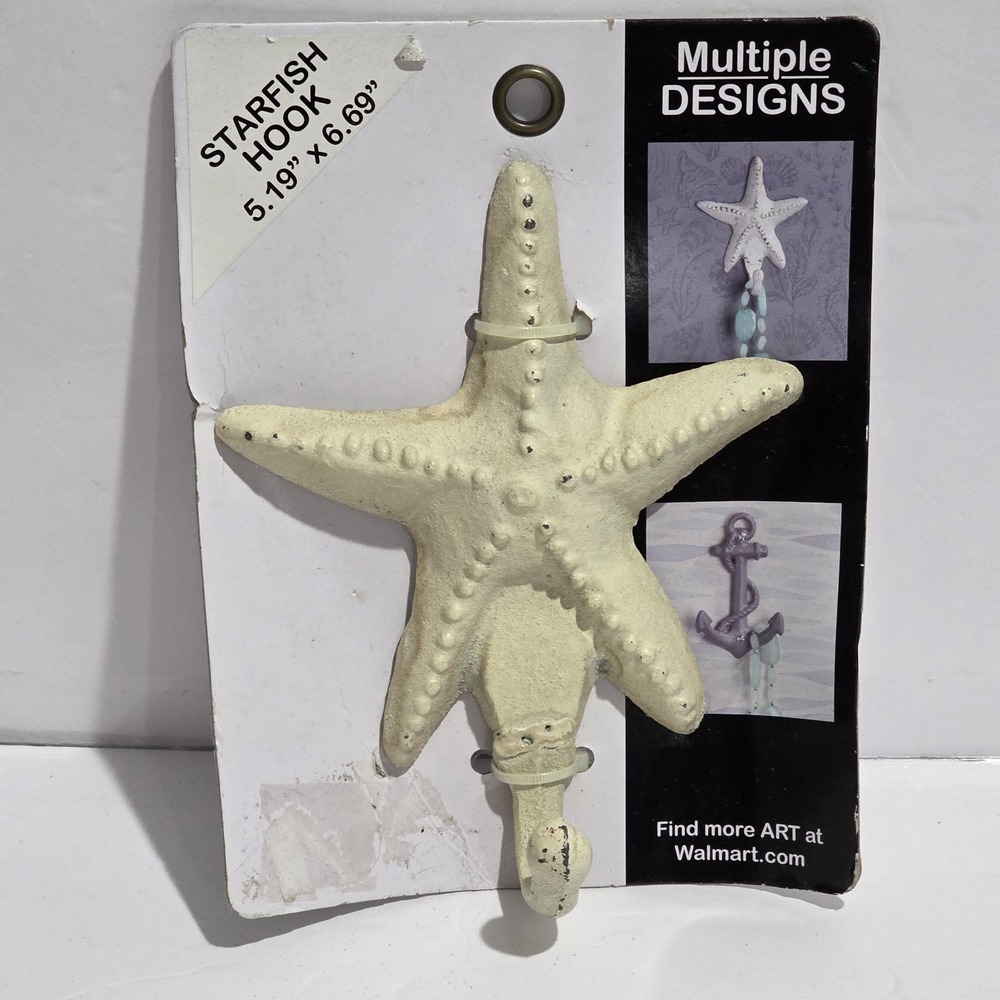 Coastal Nautical  Starfish Wall Hook Cast Iron Heavy Home Decor New